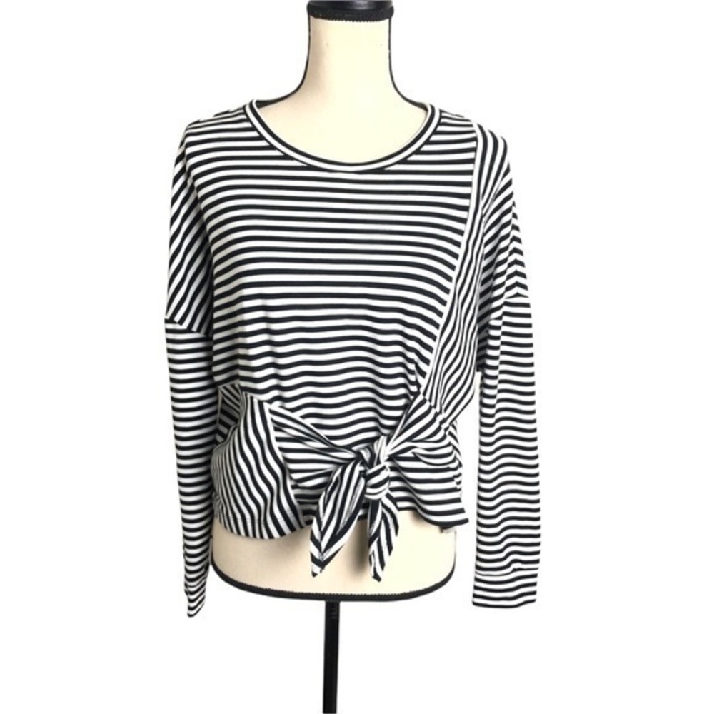 NWOT Parker Nanette Striped Tie-Front Top Black/White Size M